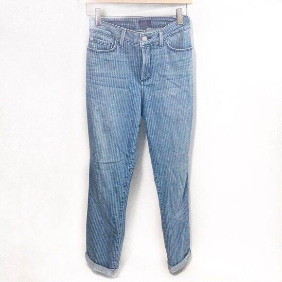 NYDJ Rachel Roll Cuff Ankle Jeans Mid-Rise Pinstripe Stretch Denim Sz 6 - Picture 10 of 10